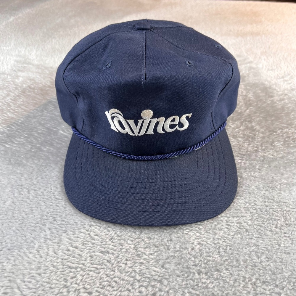 VTG Ravines Golf club Hat Navy Blue Rope Cap Leather Strapback USA Made